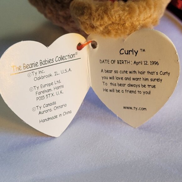 TY Beanie Baby "Curly" the Bear Vintage with Tags Retired 12/31/98 - Picture 5 of 9